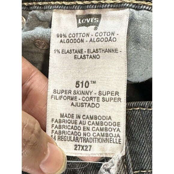 Faded black Levi's 510 Super Skinny Leg Jeans, size 27x27 - Picture 6 of 10
